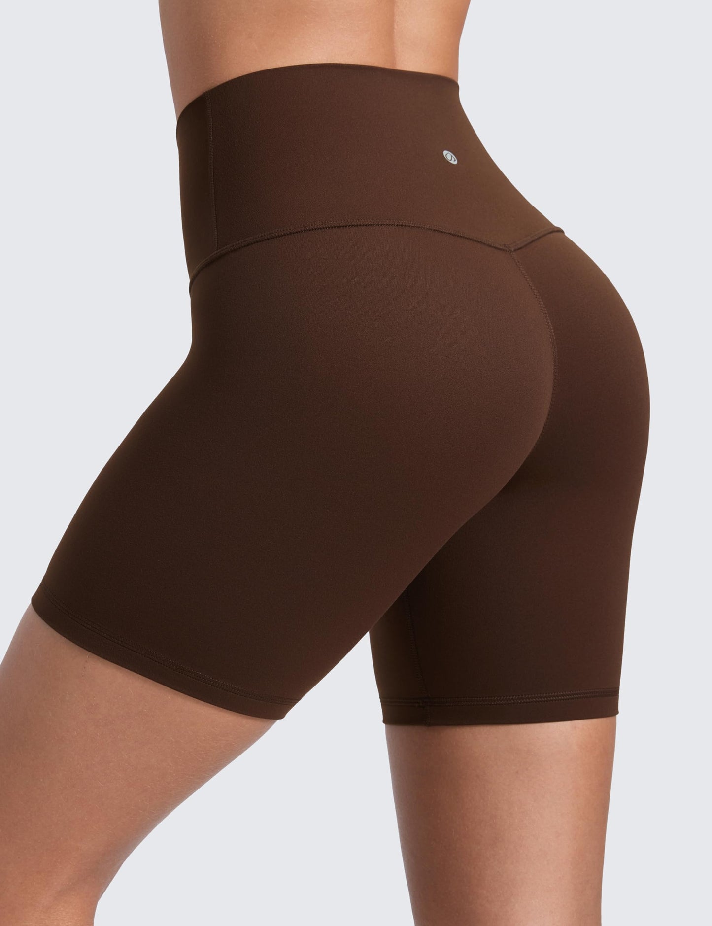 CRZ YOGA ButterLuxe Biker Shorts 6" - High Waisted Workout Running Volleyball Spandex Yoga Womens Lava Brown X-Small