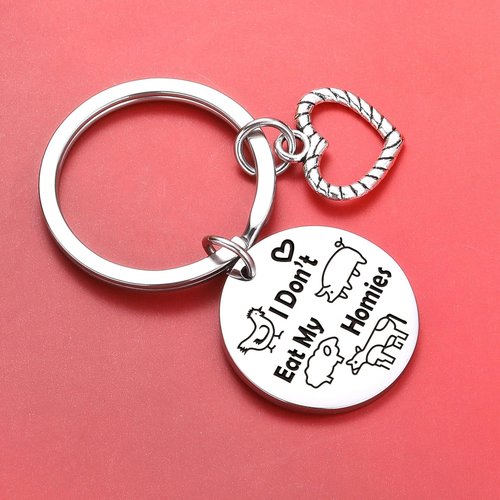 ZQEOU Vegan Gifts Vegetarian Gift Animal Rescue Lovers Keychain Vegetarianism Jewelry Vegan Friends Gift For Best Friend Jewelry Niece Keychain Animal Rescue Gift Animal Lovers Jewelry