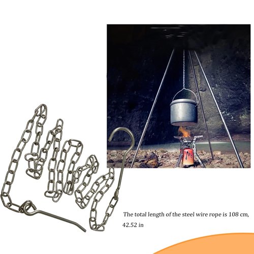 C CLINK Stainless Steel Camping Tripod Board Campfire Support Plate, Outdoor cooking tripod, Camping tools Hanging Cookware with Adjustable Chain