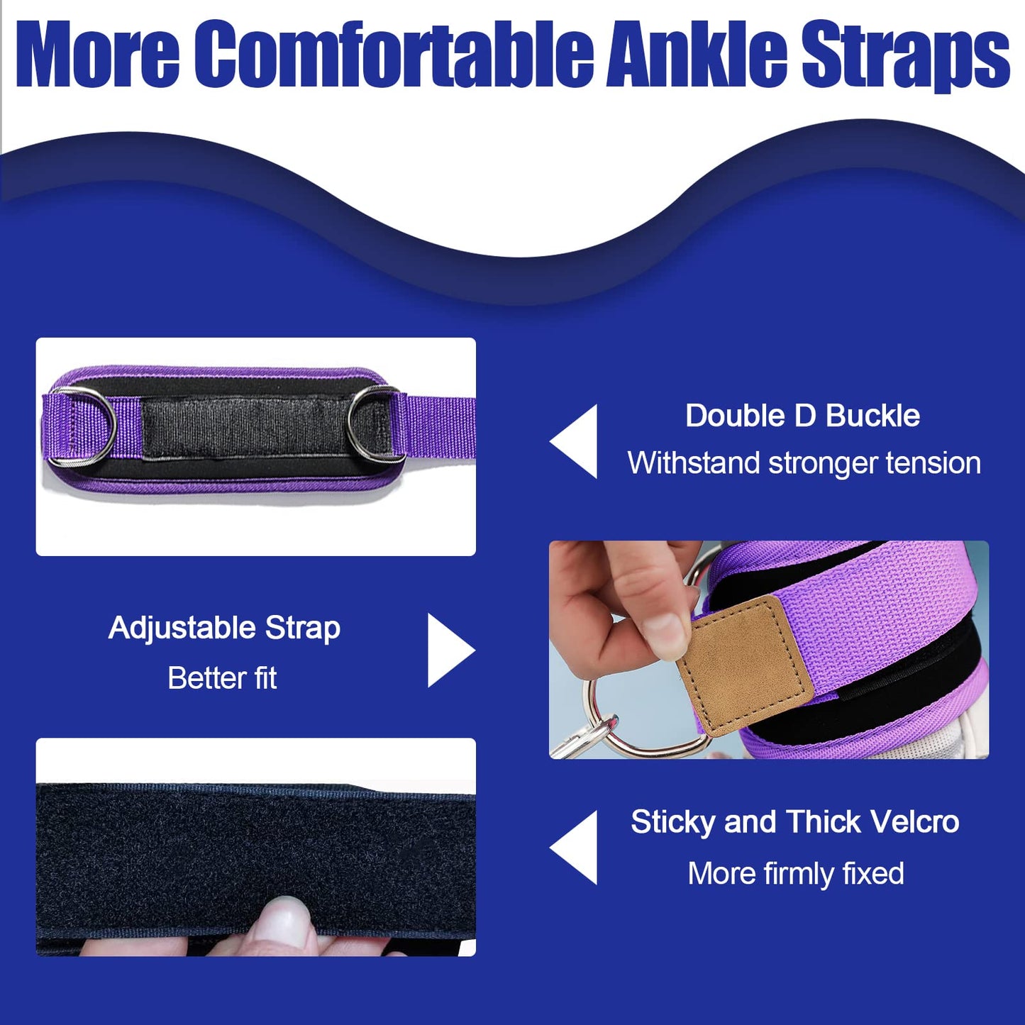 Ankle Resistance Bands with Cuffs for Leg Booty Butt Lift Workout Equipment - Kickbacks Hip Leg Glute Fitness Training Exercise Bands with Ankle Cuffs for Men Women