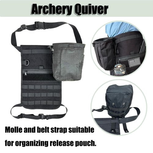 Otomitake Archery Hip Quiver Arrow Quiver 1000D Fabric Field Quiver Arrow Holder Bow Crossbow Quivers Waterproof Zipper Pocket and Waist Belt for Compound and Recurve Bow Hunting and Target Practice