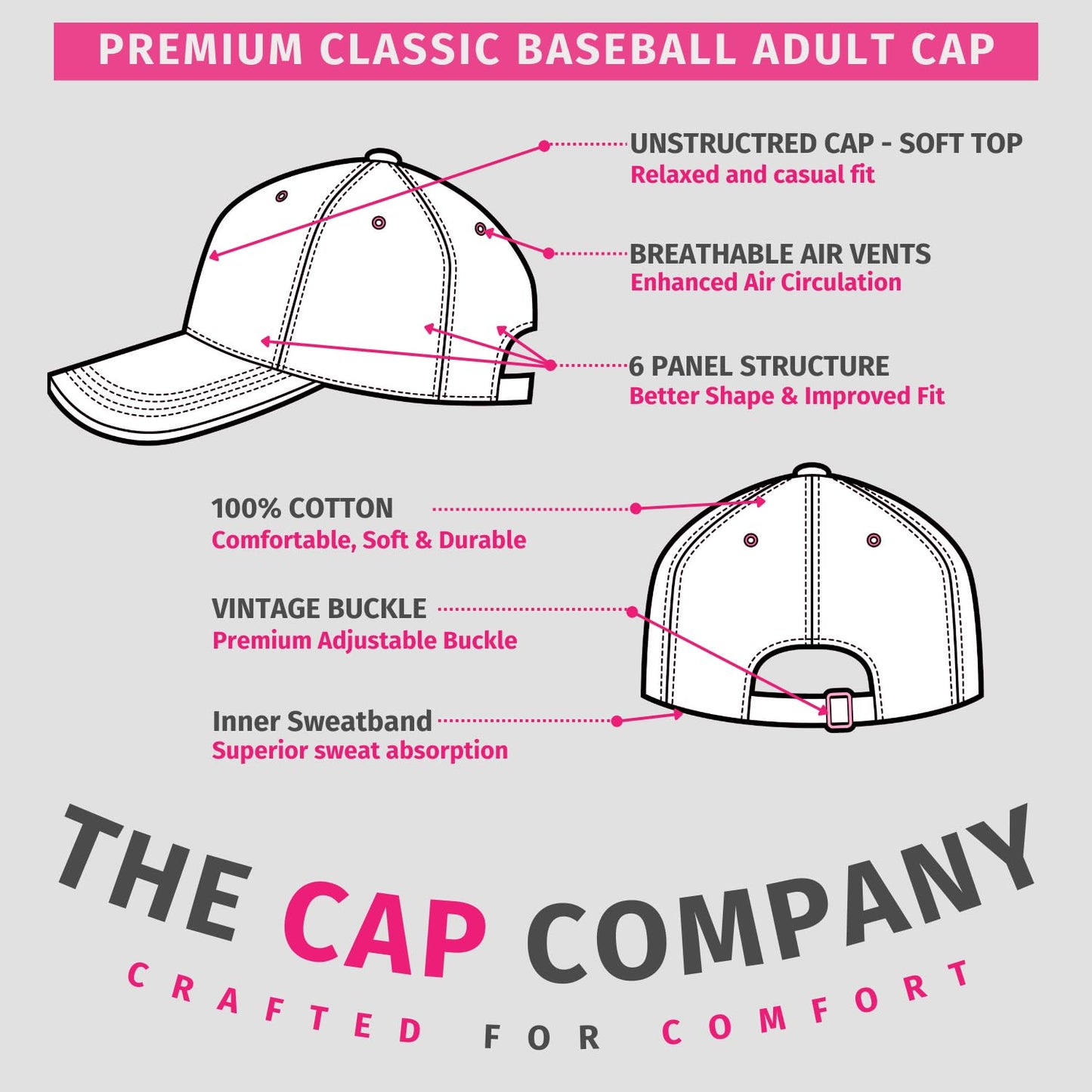 Unisex Classic Baseball Cap | Low Profile Soft Top Unstructured Cotton Baseball Cap | Adjustable Size Buckle for Women Men - Black