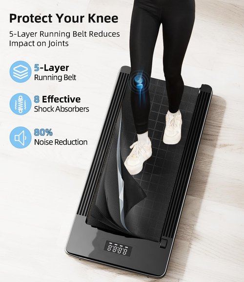 Bifanuo Walking Pad - Under Desk Treadmill for Home/Office, Portable with Remote Control LED Display - Ideal for Fitness Enthusiasts