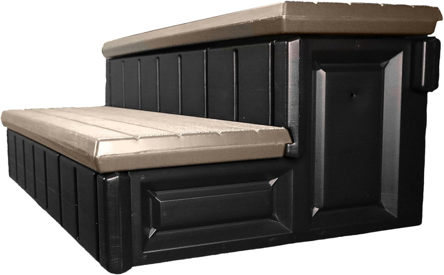 Confer Plastics Two Tier 36" Wide Deluxe Hot Tub Step. Non-Skid Spa Steps, Easy Installation, Sturdy, Long Lasting Upgrade to Your Space. Proudly Made in USA. - Espresso