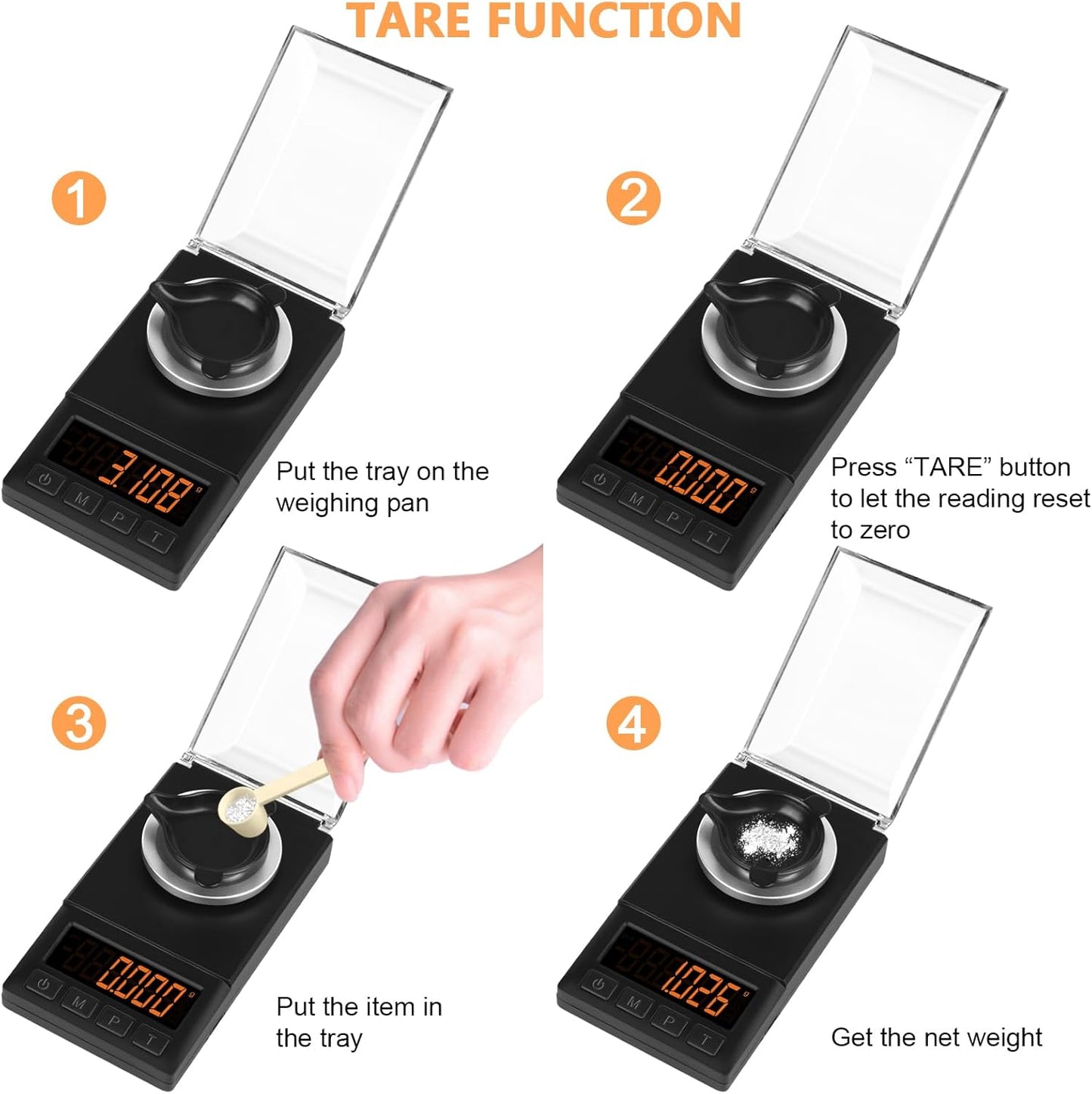 Fuzion Milligram Scale 50g/ 0.001g, Portable mg Scale with LCD Backlit, Tare, Digital Jewelry Scale, Microgram Scale for Powder, Gold, Gem, Reloading, Batteries Included
