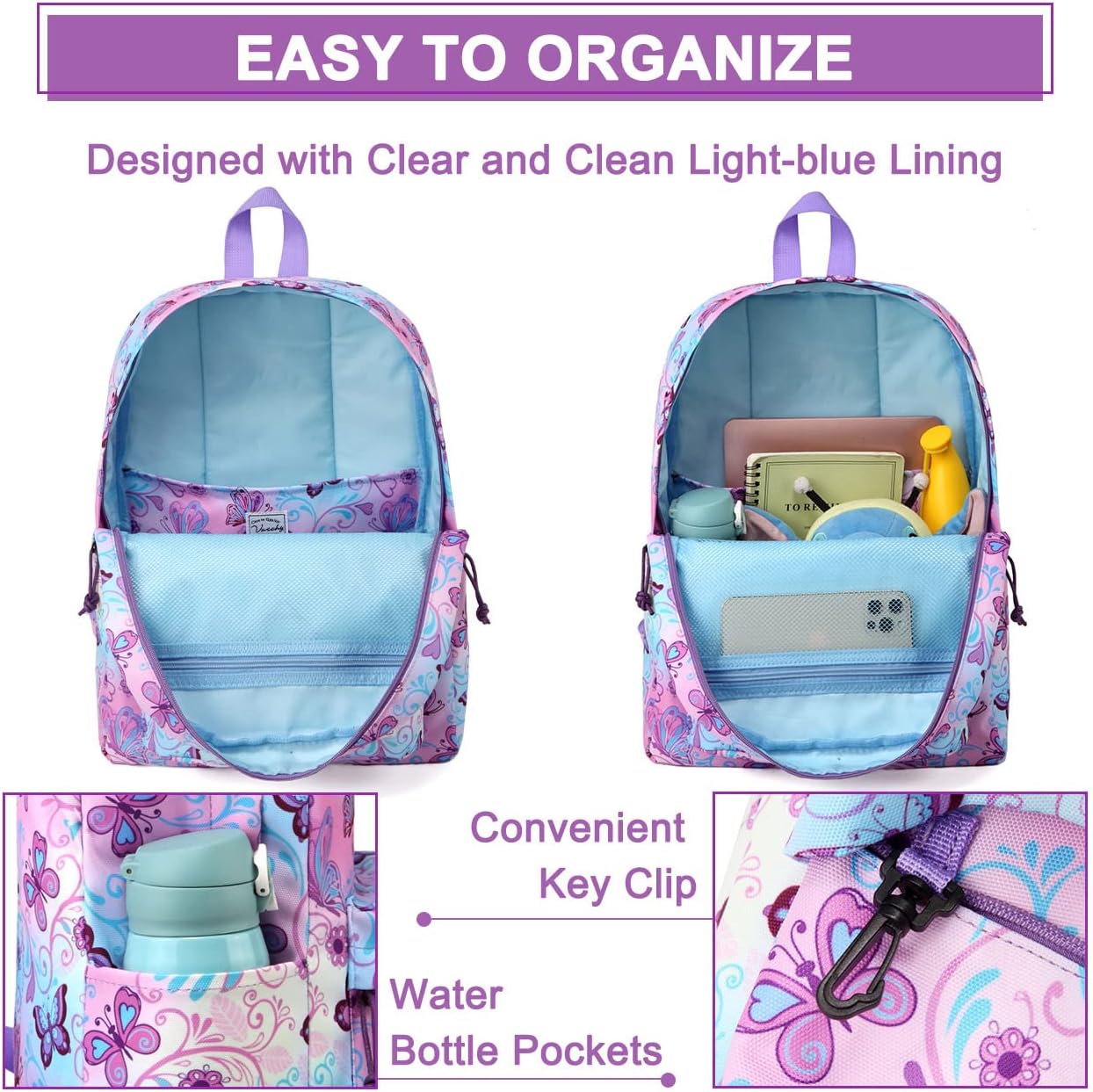 VASCHY Backpacks Handbags, Lavender, M