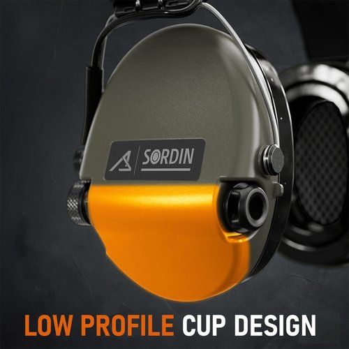 Sordin ACE Schakal Electronic Capsule Hearing Protectors - for Hunting & Shooting Sports - Green Headband & Green Capsules