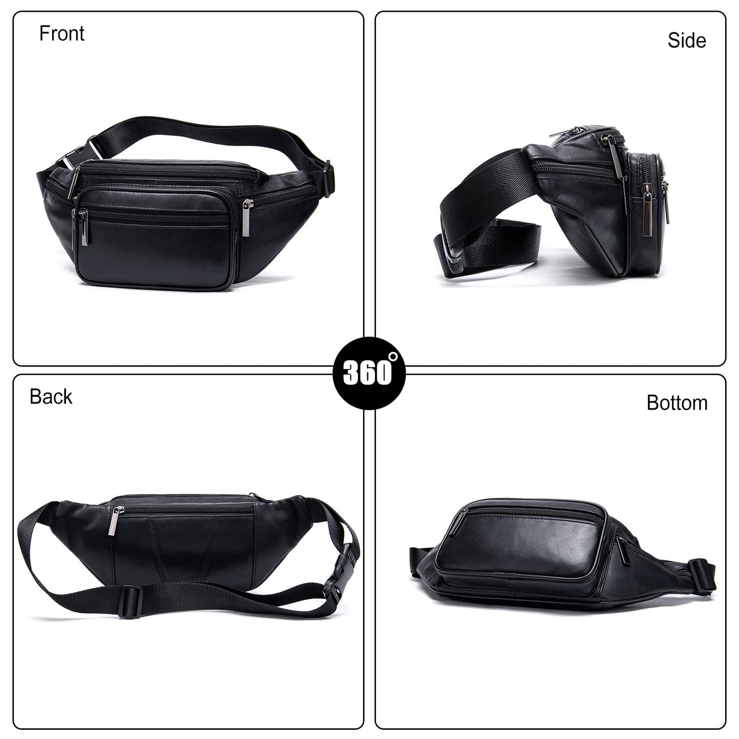 FANDARE Waist Fanny Pack Bumbags for Women Men Sling bag Genuine Leather Chest Crossbody Bag Cover Pack for Hiking Cycling Travelling Outdoor Sport Gym Business Shoulder Bag Dark Brown B