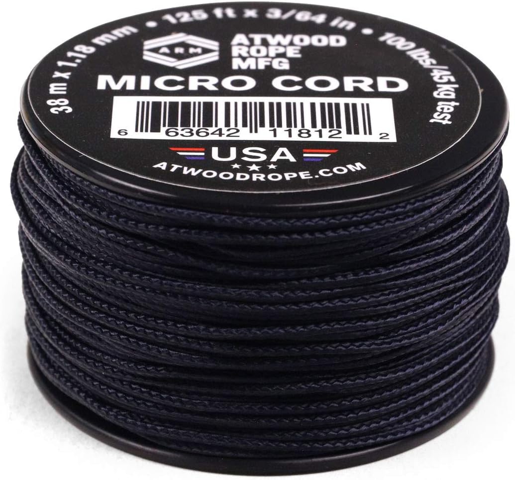 Atwood Rope MFG Micro Utility Cord 1.18mm X 125ft Reusable Spool | Tactical Nylon/Polyester Fishing Gear, Jewelry Making, Camping Accessories