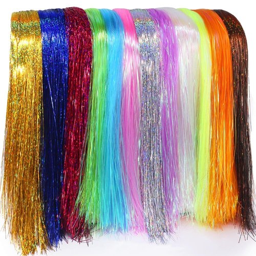 LURELINK-Flashabou-Fly-Tying-Materials-Making-Flies-Jig-Fishing-Lure-Supplies 12&24 Colors Crystal Krystal Flash String Holographic Ripple Saltwater Freshwater (12-Color Combinations)