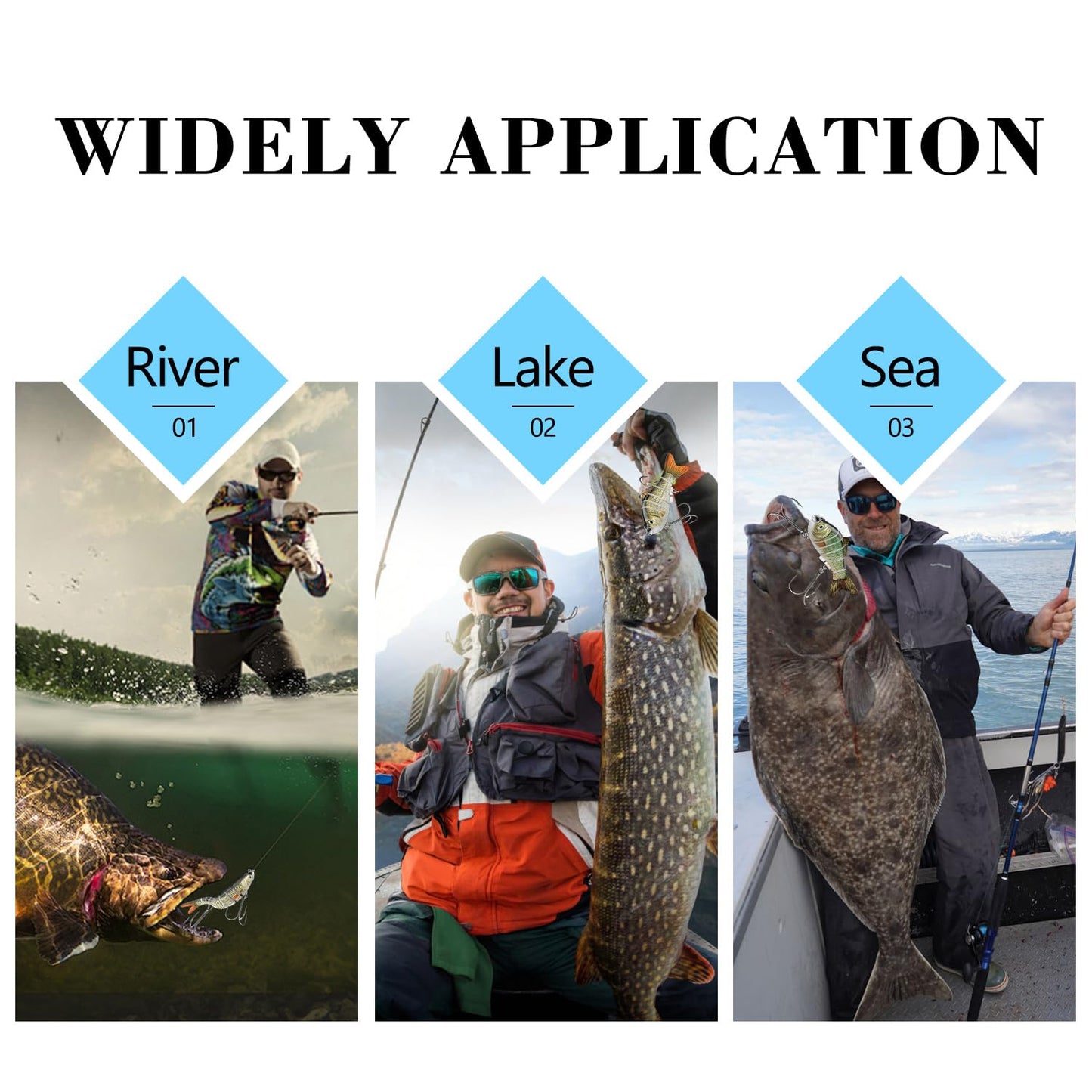 6pcs Fishing Lures for Freshwater and Saltwater, IEVEI Slow Sinking Most Lifelike Jointed Swimbait for Bass Trout Crappie Walleye Pike, Amazing Fishing Gifts for Men and Family Fishing