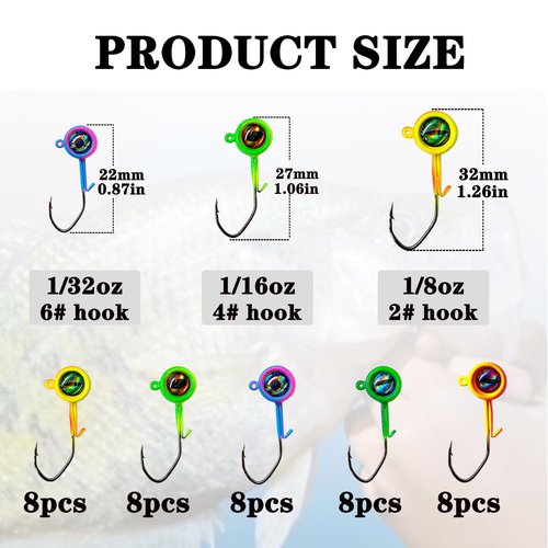 Bombite Crappie Jig Heads, 40packs Fishing Jig Heads Hooks Swimbait Jig Head 1/32oz Fishing Jigs Heads for Crappie Bass Fishing