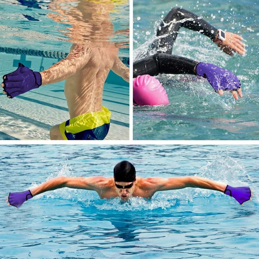 Aquatic Fitness Set, Water Dumbbells, Pull Buoy Leg Float EVA 5-Layer, Water Aerobics Workouts, 2PCS Foam Barbells Pool Resistance Gloves Swimming Beginners Sports Exercise (Purple Fitness Set)