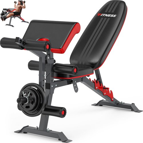 TYRSEN Adjustable Weight Bench Press, 800lbs Load Workout Bench for Home Gym, Weight Bench with Leg Extension and Preacher Pad Flat Incline Decline Benchs for Home Strength Training