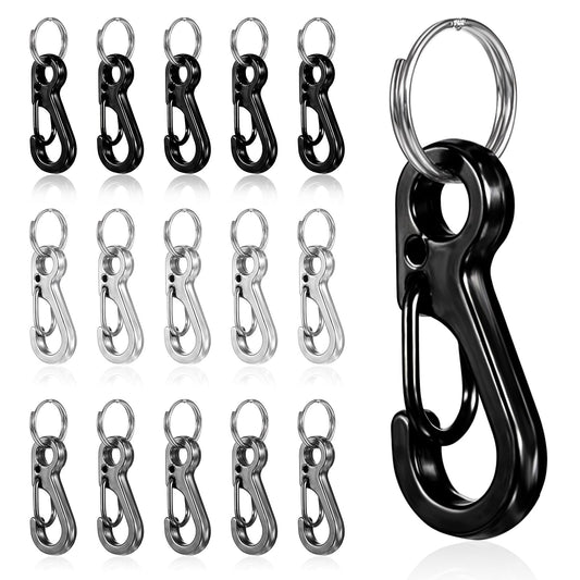 15sets Mini Carabiner Clip 1 Inch Stainless Steel Carabiner Keychain Spring Snap Hook Small Paracord Hanging Clips Carabiners for Backpack Key Chain Dog Leash Fishing(25mm, 3 Colors)