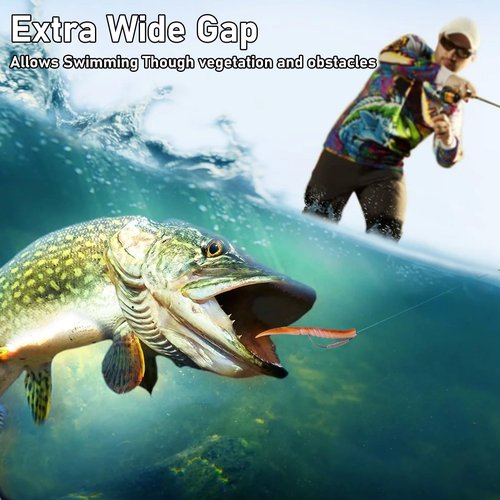 Dr.Fish 15 Pack Weighted EWG Hooks Weighted Worm Swimbait Hooks Bass Fishing Inline Extra Wide Gap Texas Rig Carolina Rig 4/0