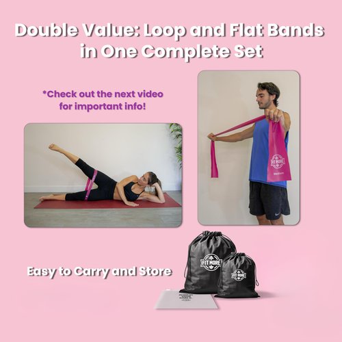Resistance Bands Set with Online Workouts Included - Loop & Flat Bands | Ideal for Home Fitness, Pilates, Yoga, Rehab, Tone & Sculpt