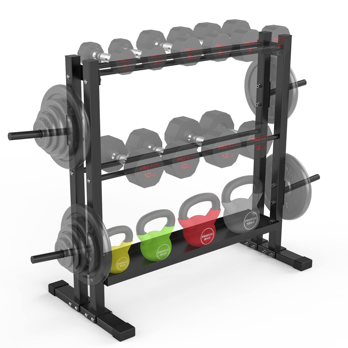 PROIRON Heavy Duty All-In-One Weight Rack, Extra Large Capacity Dumbbell Rack for Dumbbells Kettlebells Home Gym Storage,Floor Protective Weights Stand Holder (Rack Only)
