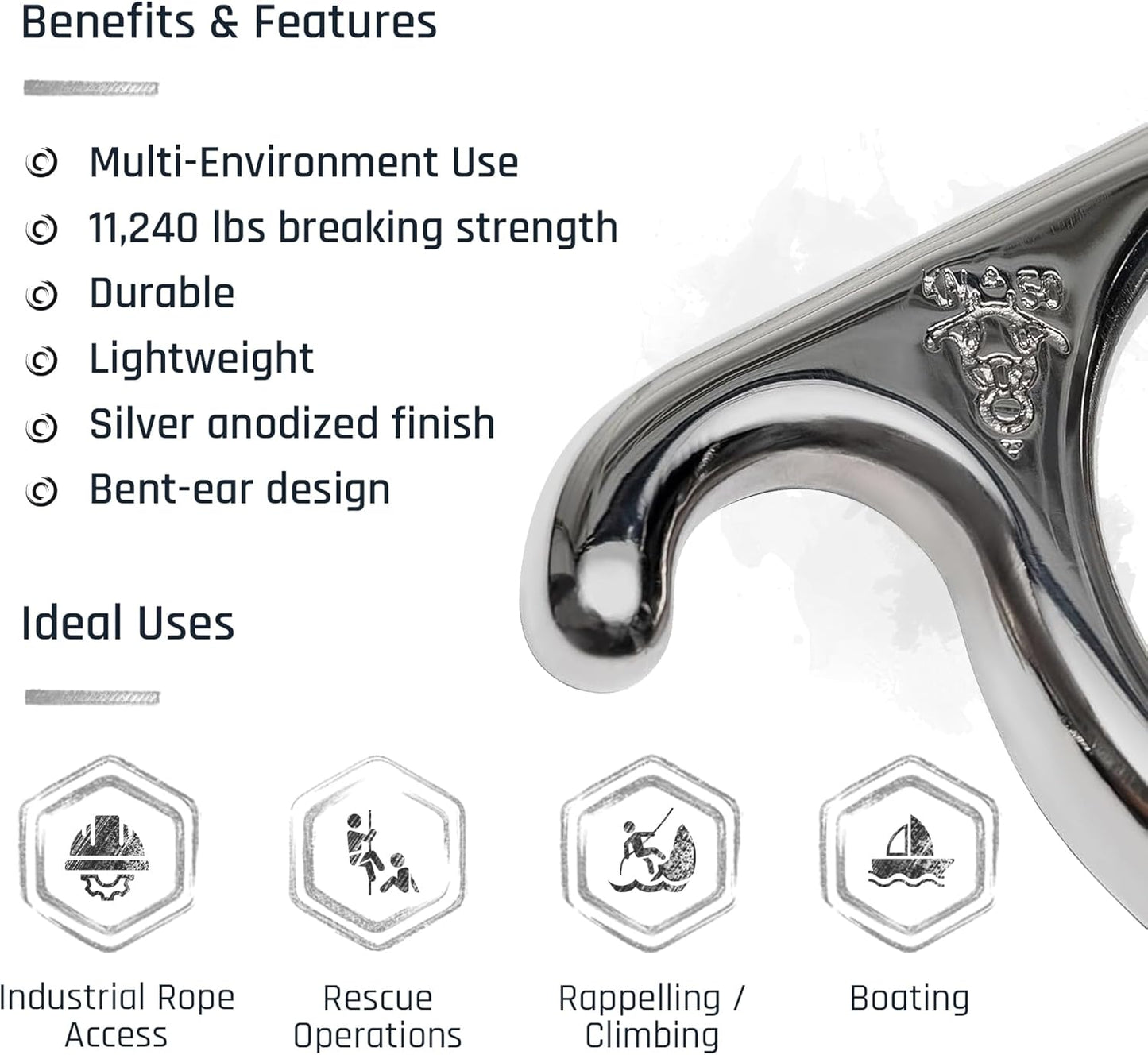 Figure 8 Descender | Stainless Steel | Rappelling and Rescue | 50 kN | Bent Ear Design