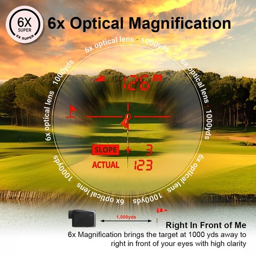 Voice Caddie L6 Golf Laser Rangefinder with Slope On/Off Measurement | 0.1 Seconds Spot Meaure | Flag Pole Locking Vibration Function | Continuous Scan Mode | 6X Magnification | 1,000 Yards