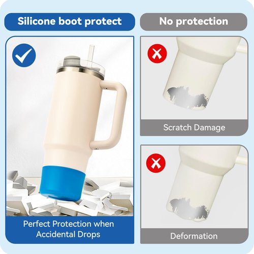 Prurex 2 Pack Silicone Boot Protector | Compatible with Owala 24/40oz Travel Tumbler, 12oz Kids Insulation & 14oz Flip Water Bottle | Fits 2.75-2.85" Base | Noise Resistant (Teal)