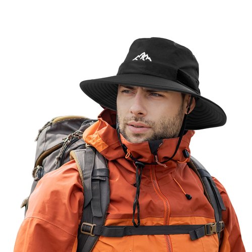TOP-EX Waterproof Mens Bucket Sun Bucket Hat, Boonie Hiking Fishing Beach Safari Hats for Summer Rain Cap Shade Outdoor - UV Protection SPF Wide Brim Sunhat, Black XL/XXL