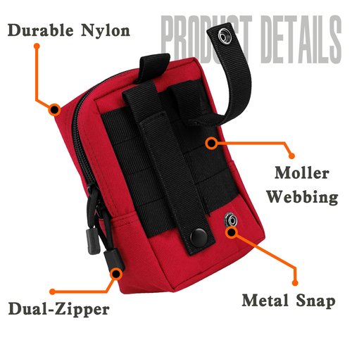 bvya Tactical Molle Pouch Multi-Purpose Compact Waist Pack Water-Resistant Small Utility EDC Pouch with Flag Patch for Molle Backpack