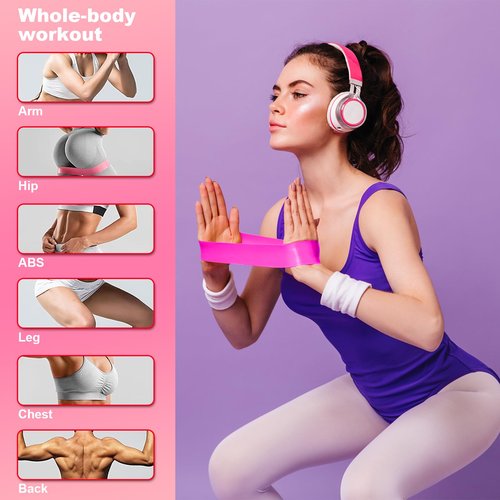 SZHLUX Resistance Bands Set with Instruction Guide and Carry Bag, Versatile for Body Sculpting, Strength Training, and Rehabilitation-Set of 5, Pink