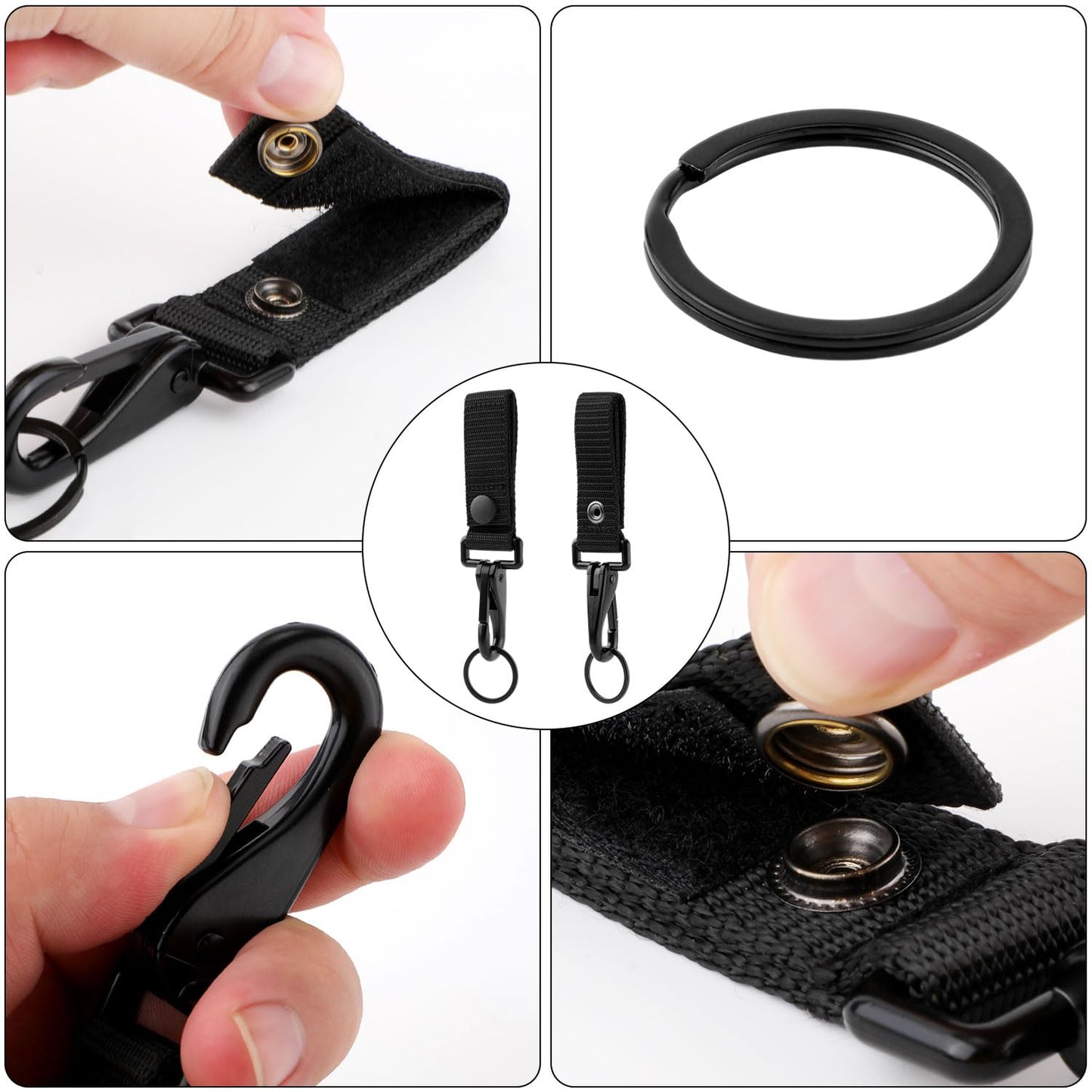 2pcs Belt Key Holder, Heavy Duty Belt Key Holder with Metal Snap and Nylon Molle Strap Duty Belt Key Clip Belt Clip Duty Belt Accessories