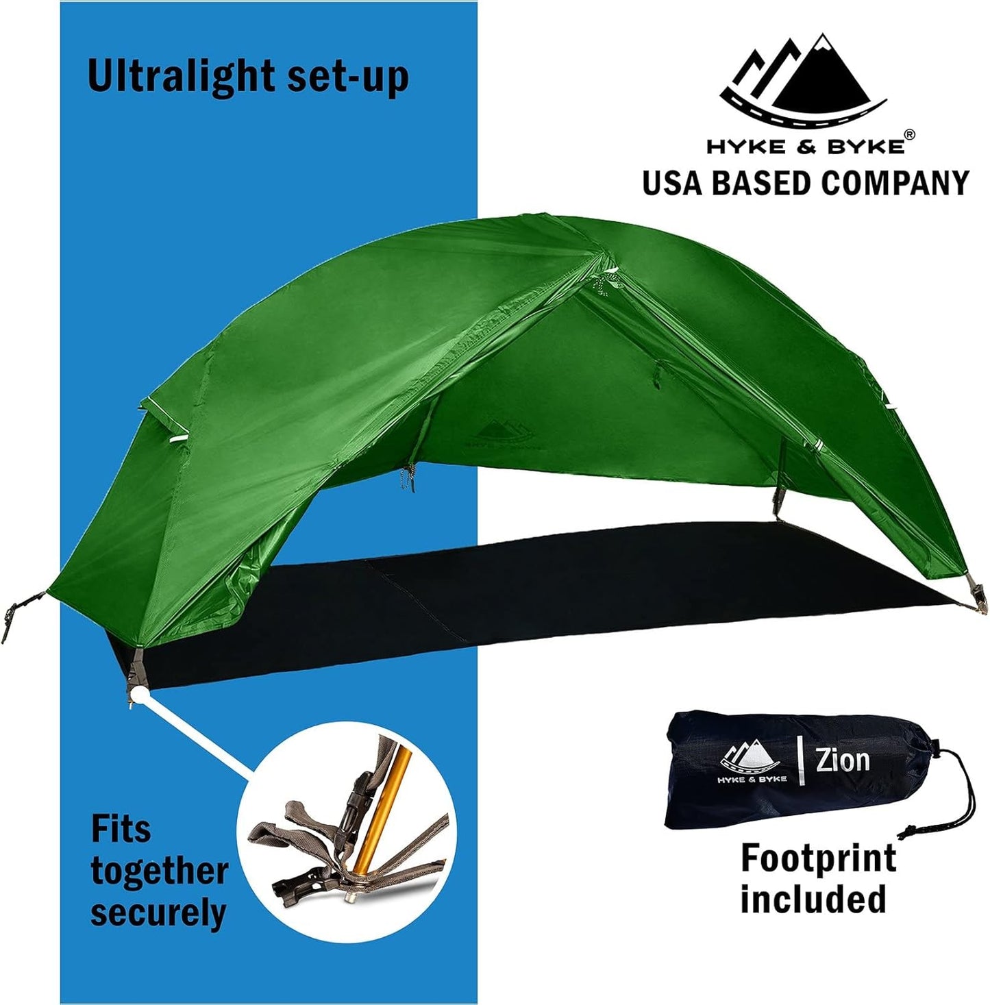 Hyke & Byke Zion Hiking & Backpacking Tent - 3 Season Ultralight, Waterproof Tent for Camping w/Rain Fly and Footprint - 1 Person - Orange