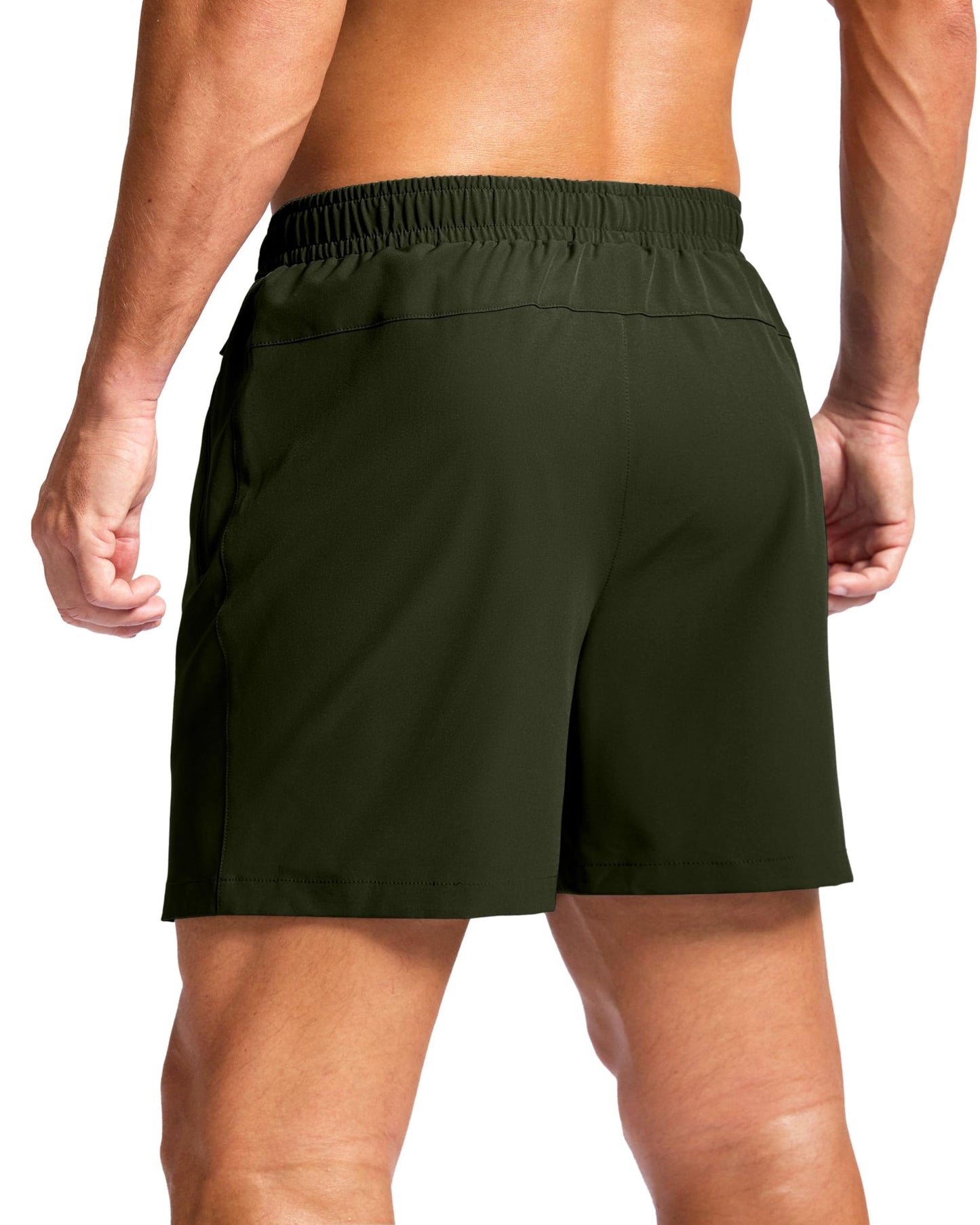 G Gradual Men's Athletic Running Shorts with Zipper Pockets Quick Dry 7"/ 5"/ 9" Workout Gym Shorts for Basketball Hiking(Olive,5L)