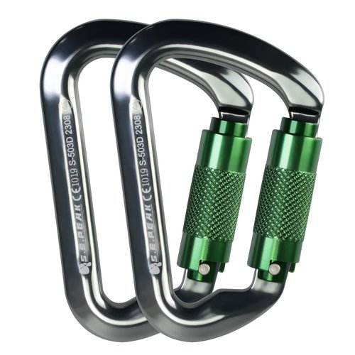 SEPEAK UIAA CE 30kN Climbing Carabiner Clips, Professional Heavy Duty Twist Locking Carabiners for Climbing,Mountaineering, Rappelling, Camping, Hiking, Swings, Large D Ring Hooks