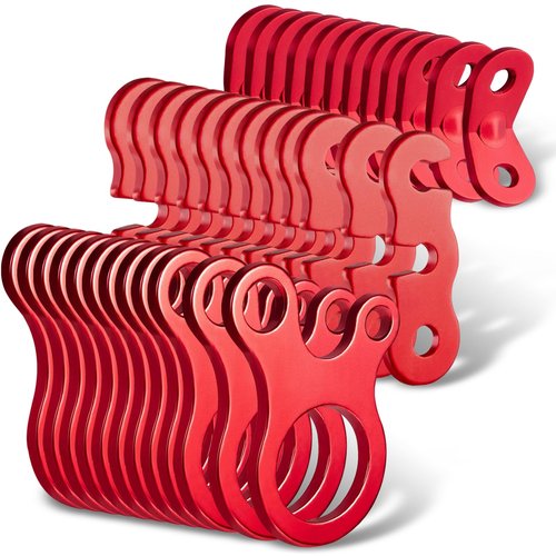 YERGOFE 36 Pieces Tent Rope Tensioner - 3 Types Alloy Guyline Tensioner Camping Tent Guyline Cord Adjuster Combination Camping Gear, Red