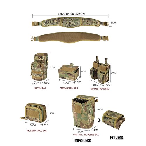 YAKEDA Tactical Battle Belt-Airsoft Belt Duty Belts Law Enforcement Utility Belt Police Belt Set 5 PCS (CP)