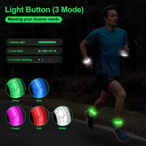 UMIKOOL DIRECT LED Armband Rechargeable for Night Running Walking(2 Pack), High Visibility LED Slap Armband Reflective Running Gear, 6 Colors & 3 Modes Adjustable Light Up Armbands for Men Women Kids