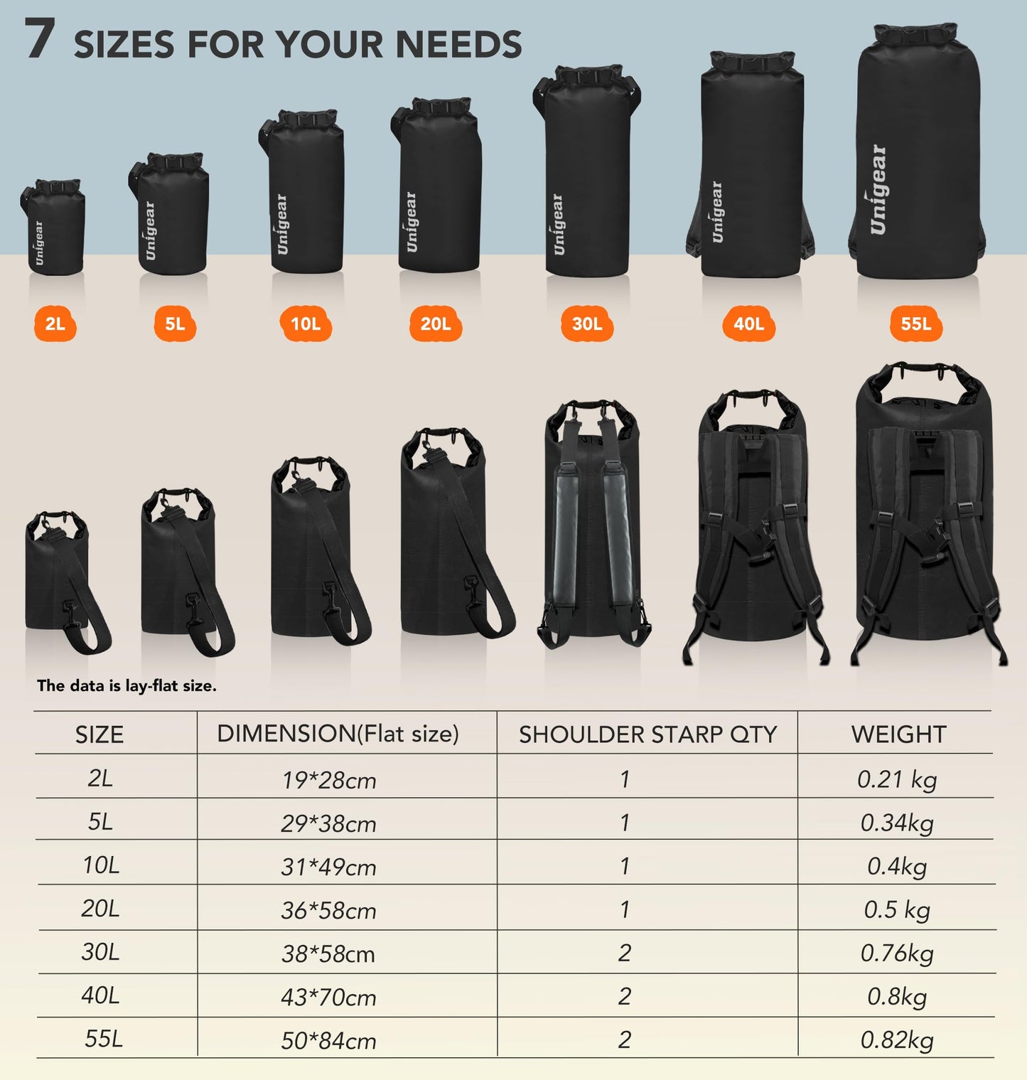 Unigear Dry Bag Waterproof, Floating and Lightweight Bags for Kayaking, Boating, Fishing, Swimming and Camping with Waterproof Phone Case
