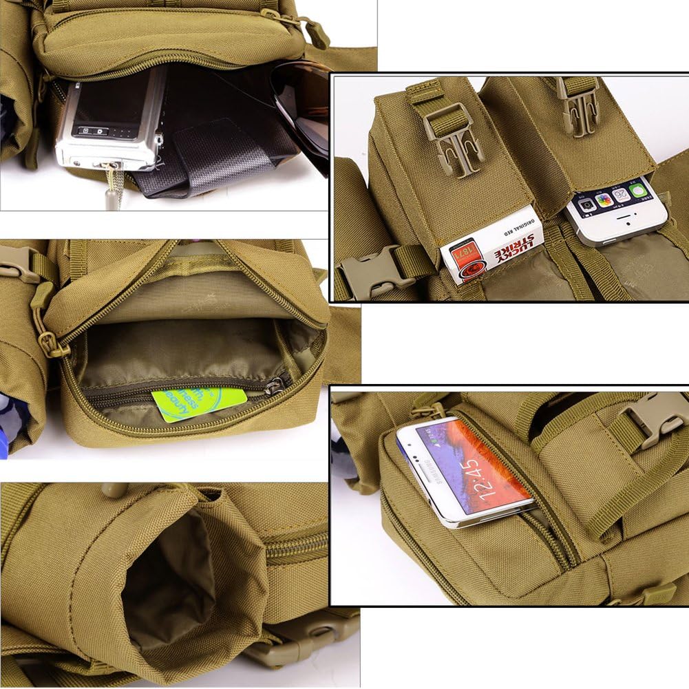 Tactical Waist Pack With Detachable Water Bottle Holder Pocket Fanny Pack & Outdoor Lumbar Bag for Hiking Travelling Climbing Cycling Camping Shopping Hunting Fishing