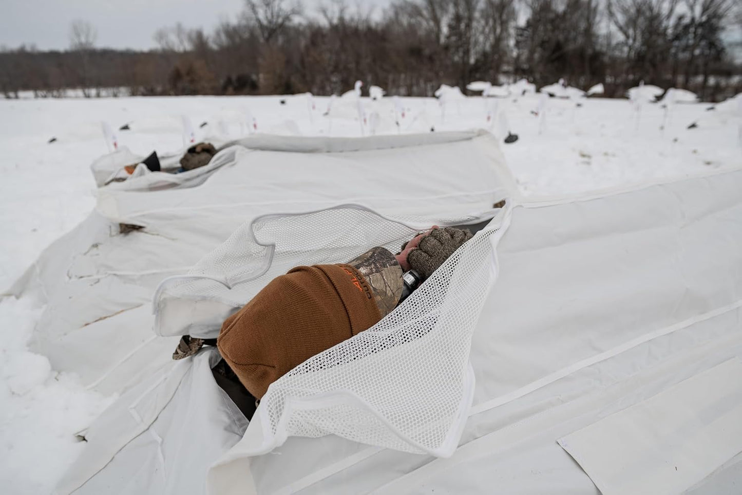 ALPS OutdoorZ Zero-Gravity Blind Snow Cover - UV-Reflective Hunting Blind Cover for Zero Gravity Layout Blind, with Stubble Straps for Concealment and Flag Door Ports