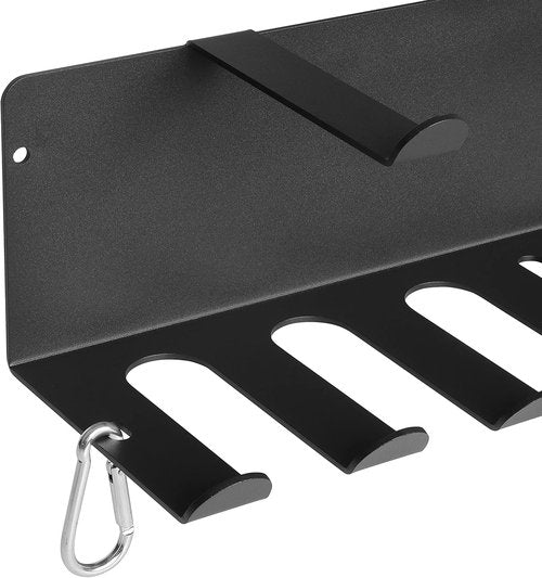Multi-Purpose Gym Equipment Storage Rack Resistance Bands Storage Hanger Barbell Rack Heavy Duty Gym Rack for Exercise Bands, Lifting Belts and Jump Ropes (Double Layer Black)
