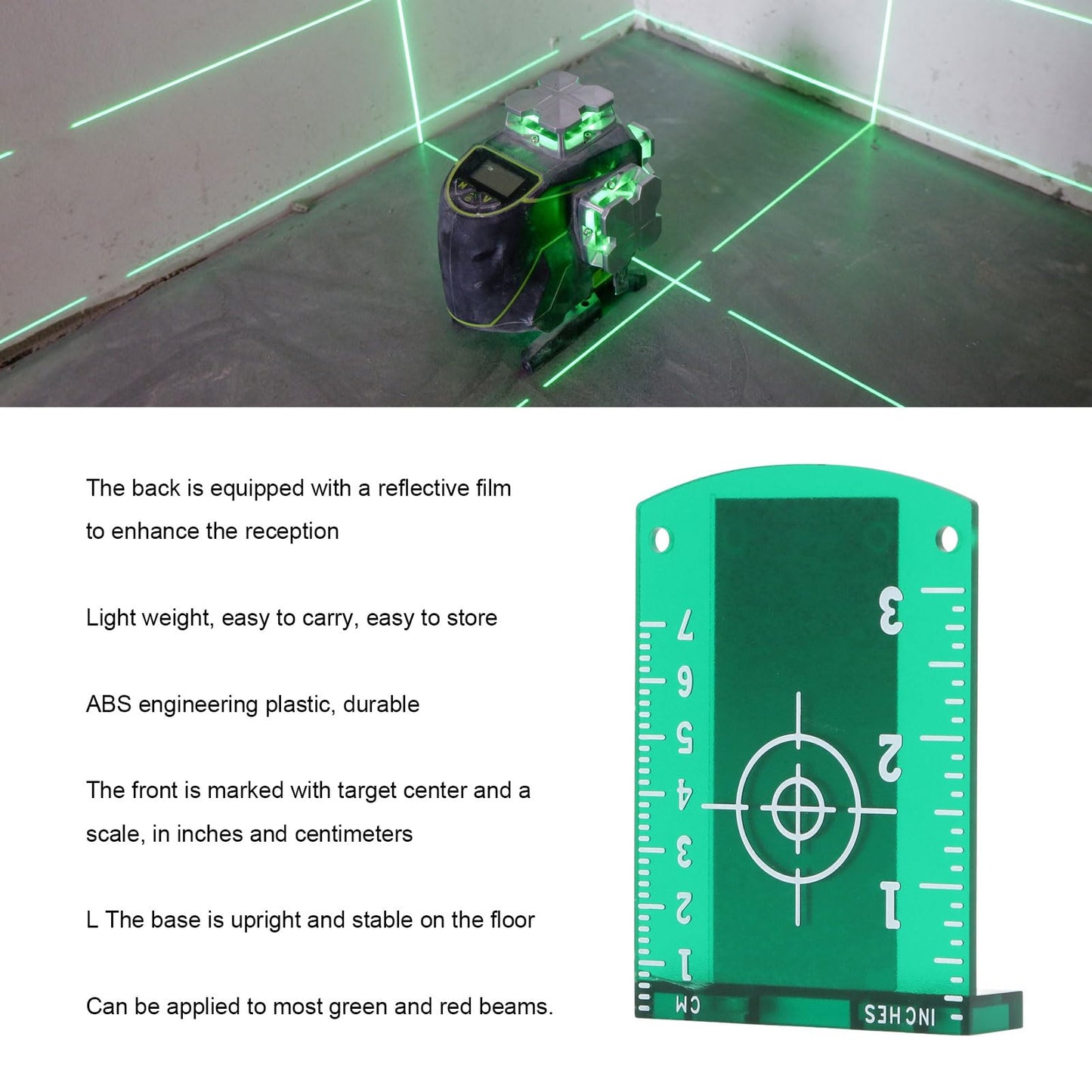 2PCS Target Card Plate Magnetic Floor Target Plate Card with Stand for Alignment Line Level, Crossing