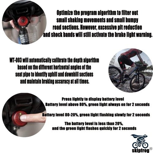 SkipFrog®Ultra Bright USB Rechargeable Bike Light Set by Aluminum Alloy, Bike Headlight LED 1500LM, LED Bike Lights Free Taillights, Light Mode Fits All Bicycles, Mountain,Road
