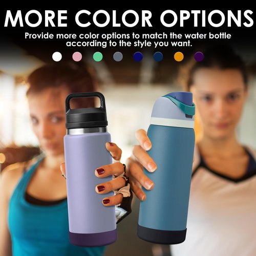 UBEEKOO Water Bottle Boot, Compatible with Owala, Yeti, for Stanley Water Bottle Accessories, Sleeve Cover for Owala FreeSip 32oz, Yeti 26oz,Anti-Slip Silicone for Stanley 36oz Accessory,White