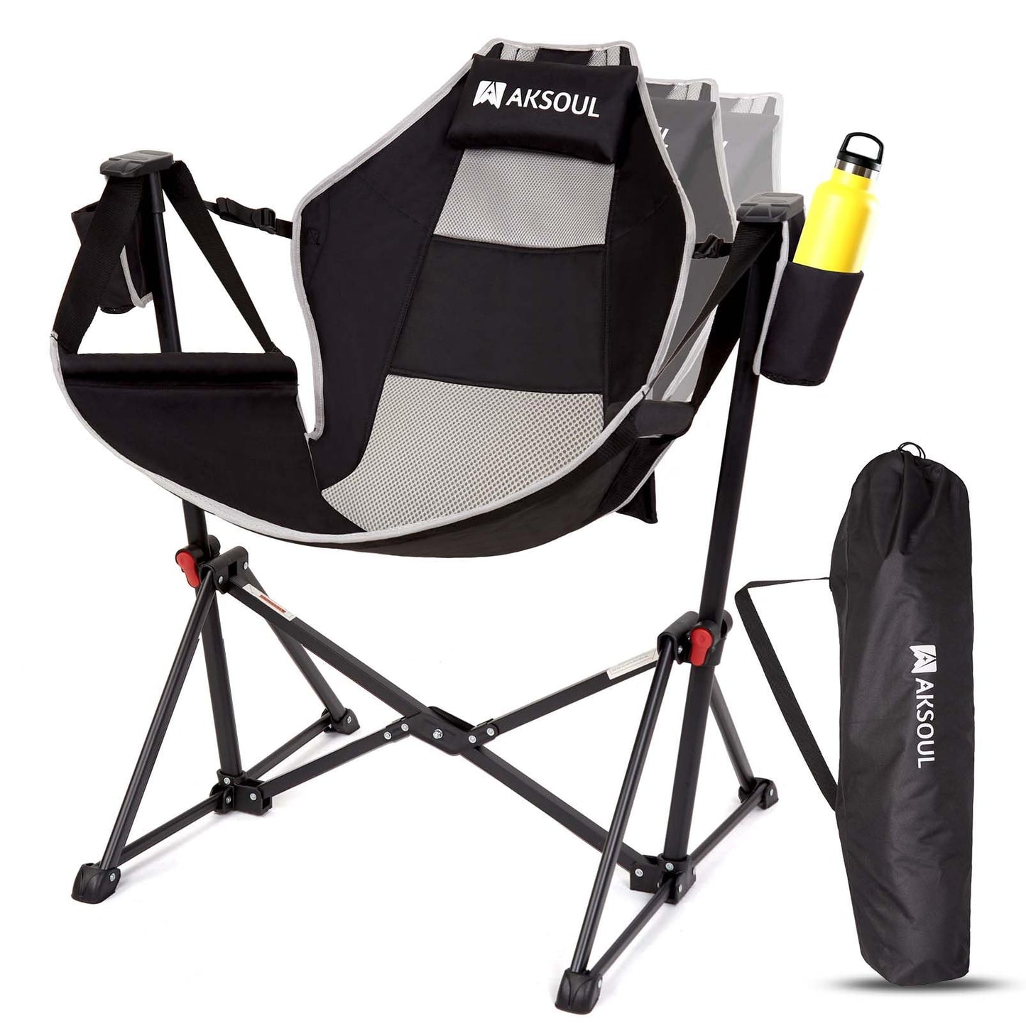 AKSOUL Hammock Camping Chair Swinging: Foldable & Portable Swing Chairs with Storage Bag - 265lbs Adult Weight Capacity - Folding Rocking for Lawn Camp Stargazer Outdoor