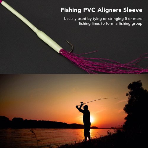 HERCHR 30Pcs 3.3in Night Fishing Glow Crimp Protectors Deep Drop Rigs Fishing Glow Beads Glow Fishing Tubes Fishing Line Crimps Fishing Glow Sleeves Fishing Rig Glow Fishing Line Glow Sleeve