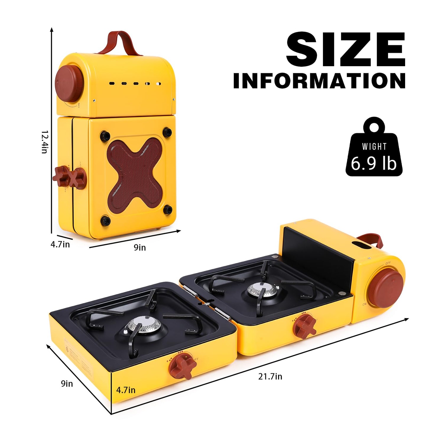Aircity 2 Burner Folding Camping Stove - Portable Propane Stove with Adjustable Burners, Perfect for Camping, Picnics, Outdoor Activities, and Emergency Use (16,000 BTU)