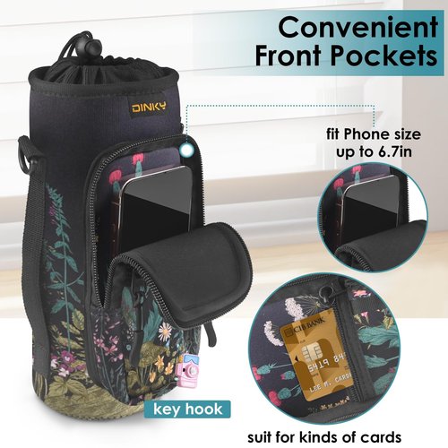 DINKY Water Bottle Carrier Bag, Water Bottle Carrier Holder with Adjustable Shoulder Strap, Sling Neoprene Water Bottle Pouch Sleeve for Hiking, Camping and Fishing, Compatible with 32 oz 40 oz