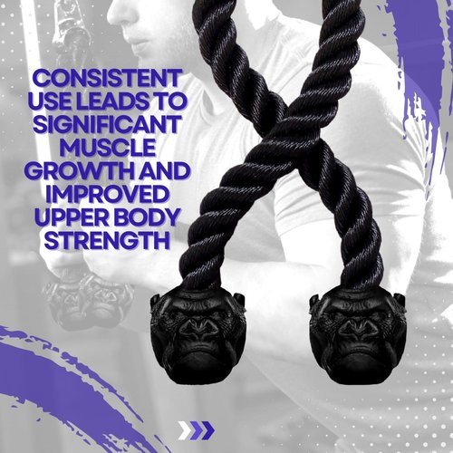 Trained Tricep Rope Pull Down Cable Gorilla Gripz, 27 Inch Rope Length, Easy to Grip & Non-Slip Cable Attachment for Gym Workout Exercise