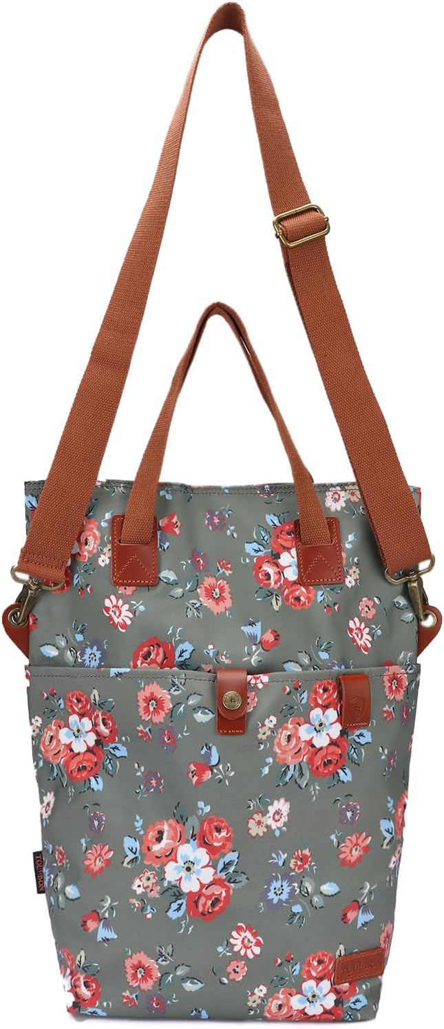 TOURBON Canvas Clip-On Quick-Release Bike Panniers Women's Shoulder Tote Bag