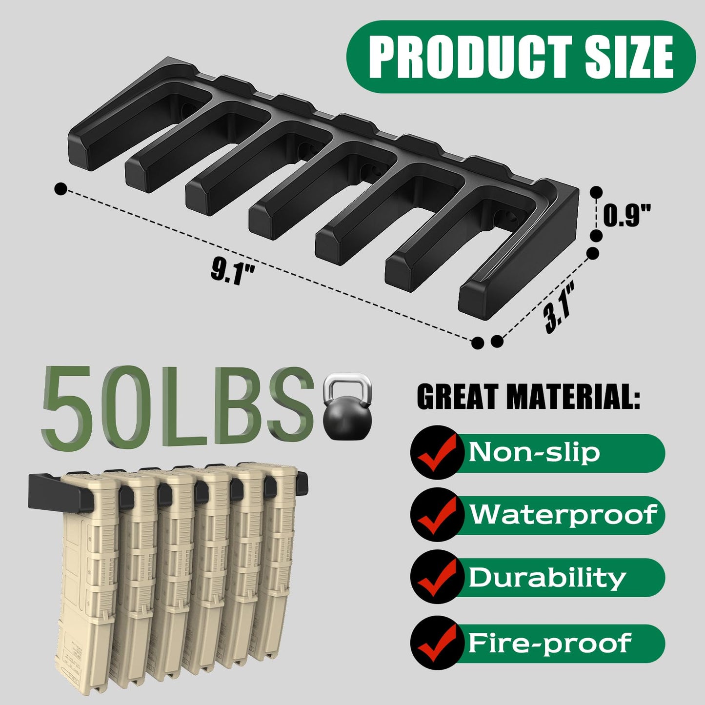 Aoanoko PMAG Rack Wall Mount,Mag Holder|AR Magazine Hodler|Wall Mount Display Mag Storage,Home Magazine Storage Rack,Mag Rack for Gun Safe,Locker,Cabinet,Shelf