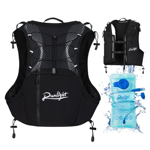 Runlight Hydration Vest Backpack,Lightweight Water Running Vest Pack with 1.5L Water Bladder Bag Daypack for Hiking Trail Running Cycling Race Marathon for Women Men (Black), W118-1